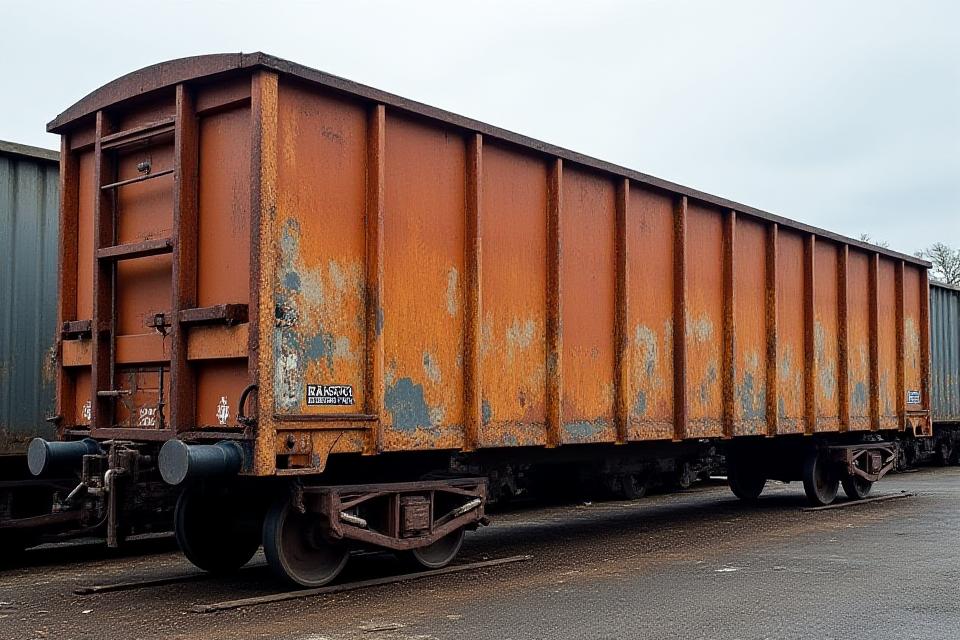 修復前の錆びたトラ70000形有蓋貨車